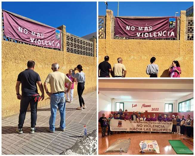 Imágenes de las acciones de repulsa a la violencia de género en La Garita y Lomo Magullo/TA.